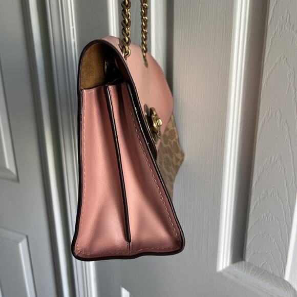 COACH Parker 30585 Pink C Logo Canvas+Leather. Shoulder+crossbody Bag purse - Picture 5 of 16
